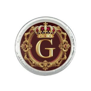 👑 Gold Letter G Crown Monogram Luxury 👑 Ring