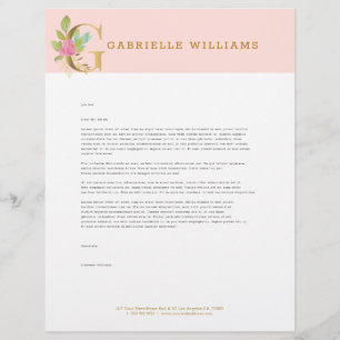 Gold letter G floral monogram Letterhead