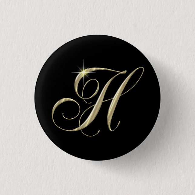 Gold Letter H Monogram Initial Gift Button (Front)