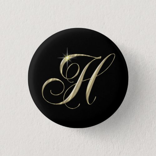 Gold Letter H Monogram Initial Gift Button