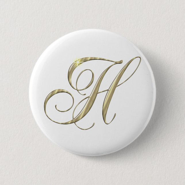 Gold Letter H Monogram Initial Gift Button (Front)