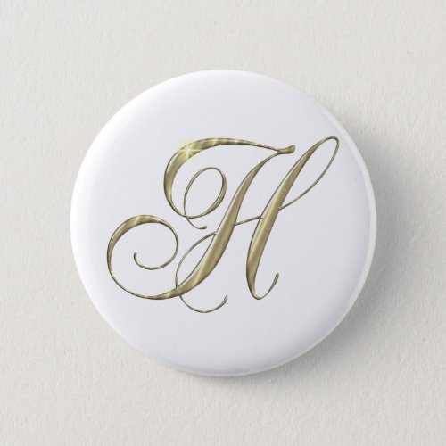 Gold Letter H Monogram Initial Gift Button