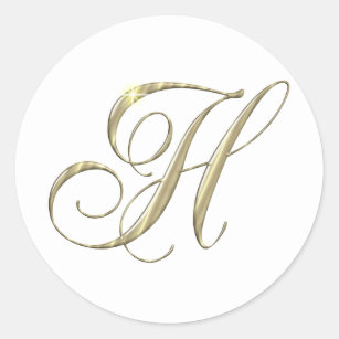 Gold Letter H Monogram Initial Gift Classic Round Sticker