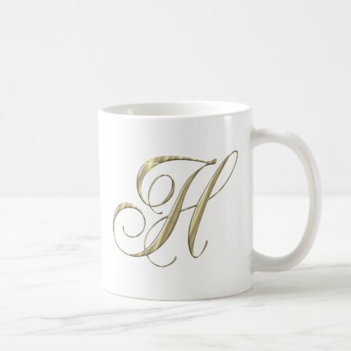 Gold Letter H Monogram Initial Gift Coffee Mug