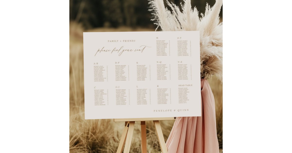 Seating Letters Gold Letter Seating Chart Wedding Reception Sign | Zazzle