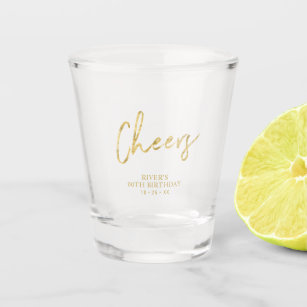 Gold Lettering Cheers Adult Birthday Party Favor Shot Glass