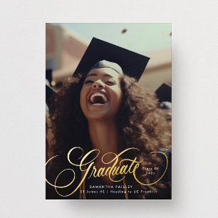 Gold Lettering Graduation Photo Graduate PARTY Foil Invitation