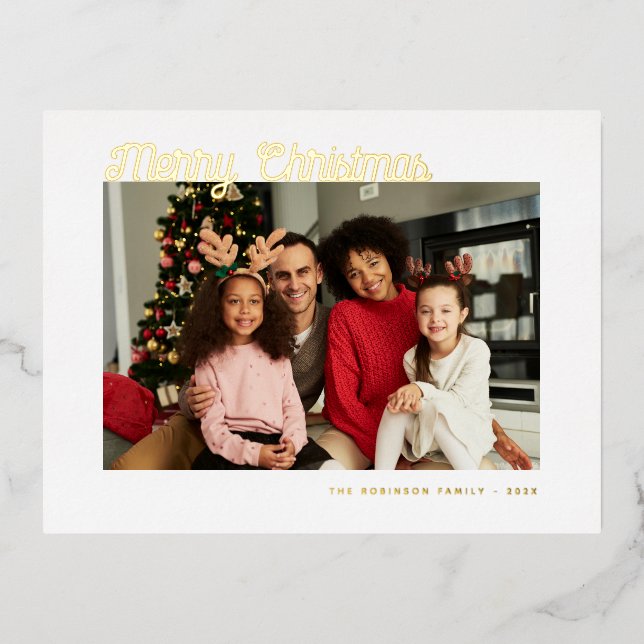 gold lettering merry christmas greeting card (Front)