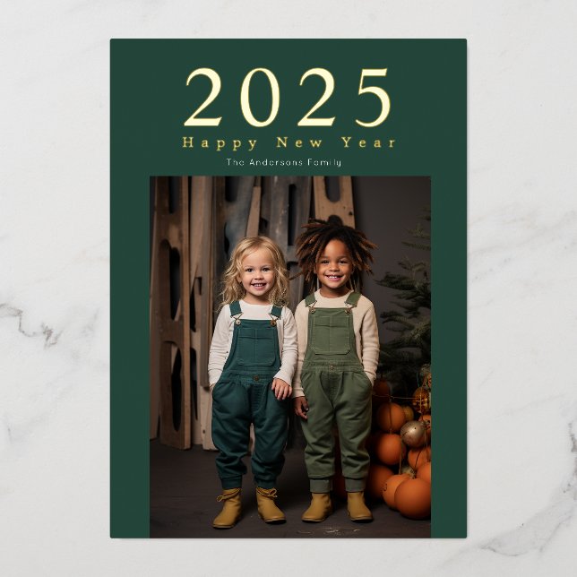 gold lettering minimal happy new year card (Front)