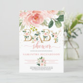 Gold Letters and Blush Floral Baby Shower Invite (Standing Front)