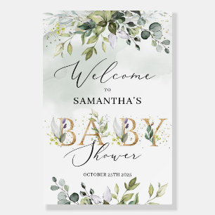 Gold letters greenery foliage boho welcome sign
