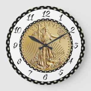 GOLD LIBERTY COIN LARGE CLOCK