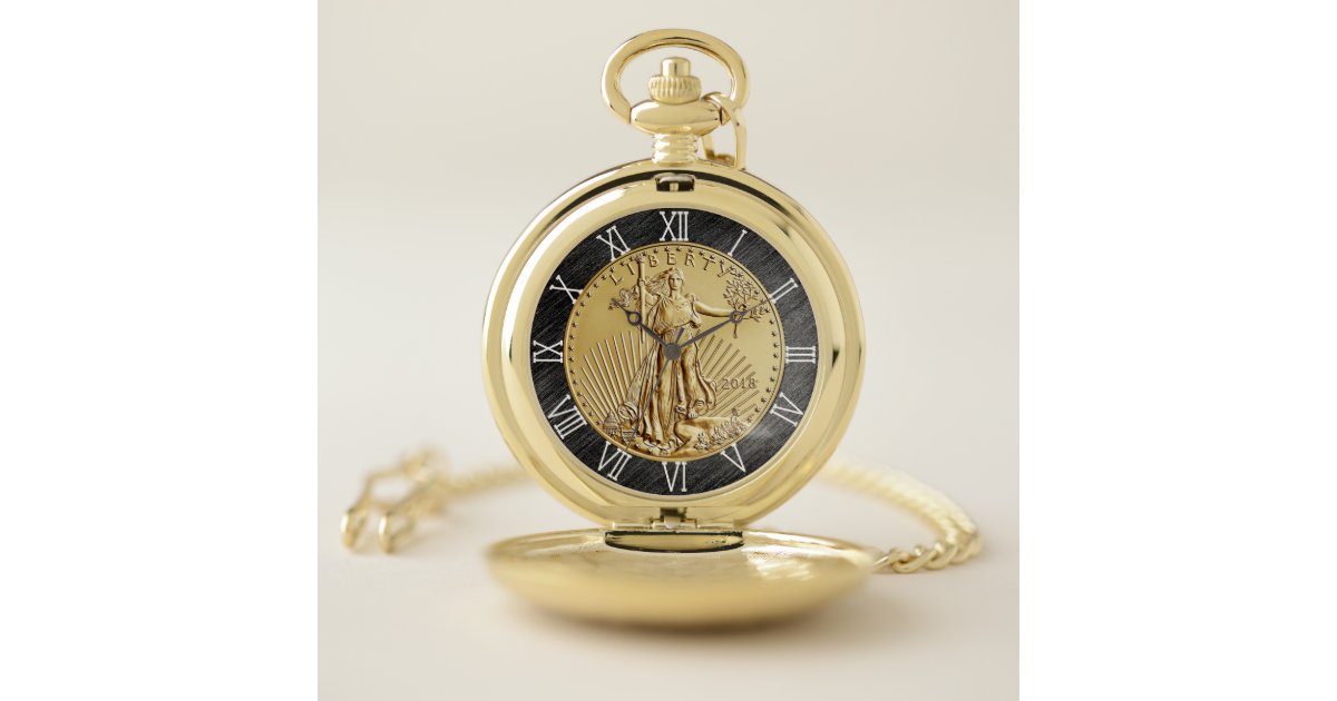 GOLD LIBERTY COIN POCKET WATCH | Zazzle.com