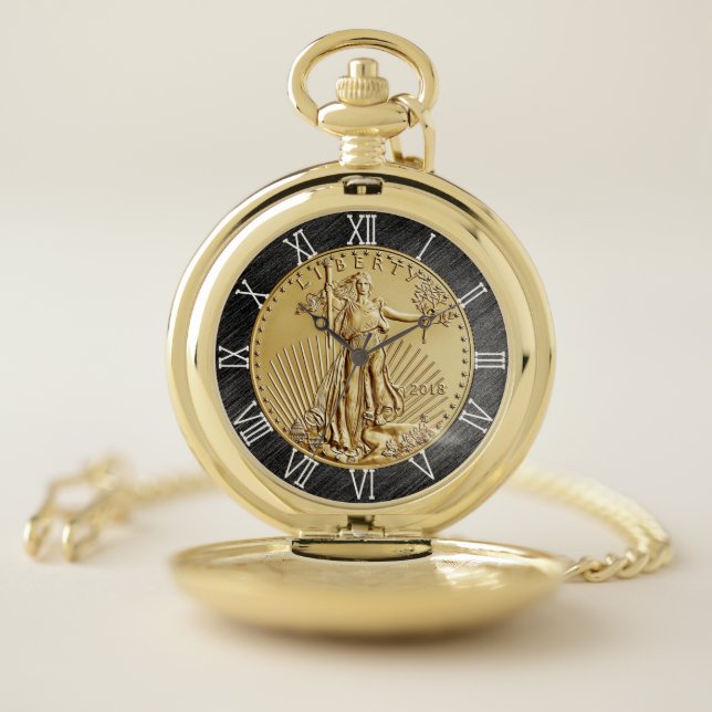 GOLD LIBERTY  COIN POCKET WATCH (Inside)