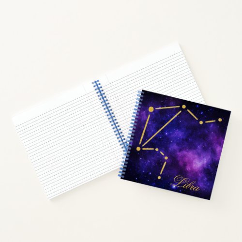 Gold Libra Constellation on Dark Galaxy  Notebook