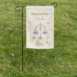 Gold Libra Zodiac Birthday Garden Flag