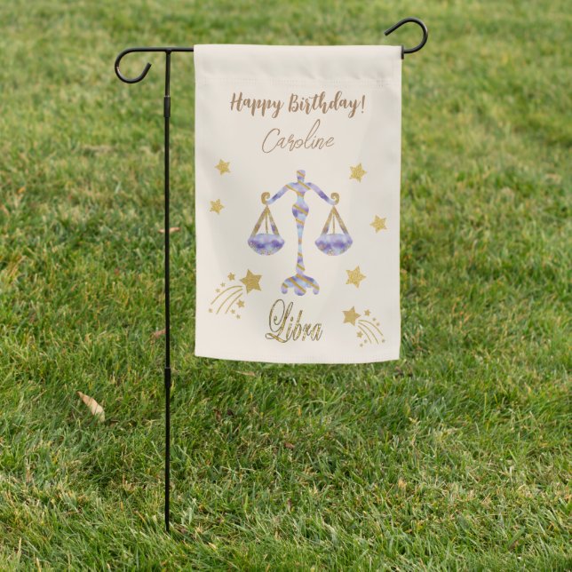 Gold Libra Zodiac Birthday  Garden Flag (In SItu)