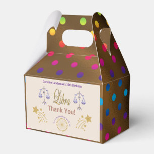 Gold Libra Zodiac multicolored confetti Favor Boxes