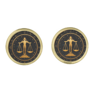Gold Libra Zodiac Scales Cufflinks