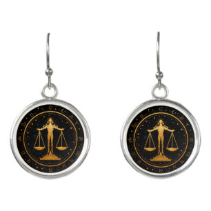 Gold Libra Zodiac Scales Earrings