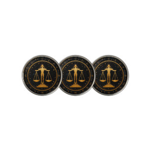 Gold Libra Zodiac Scales Golf Ball Marker