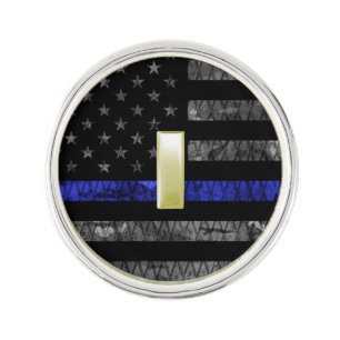 (Gold) Lieutenant Thin Blue Line Distressed Flag Lapel Pin