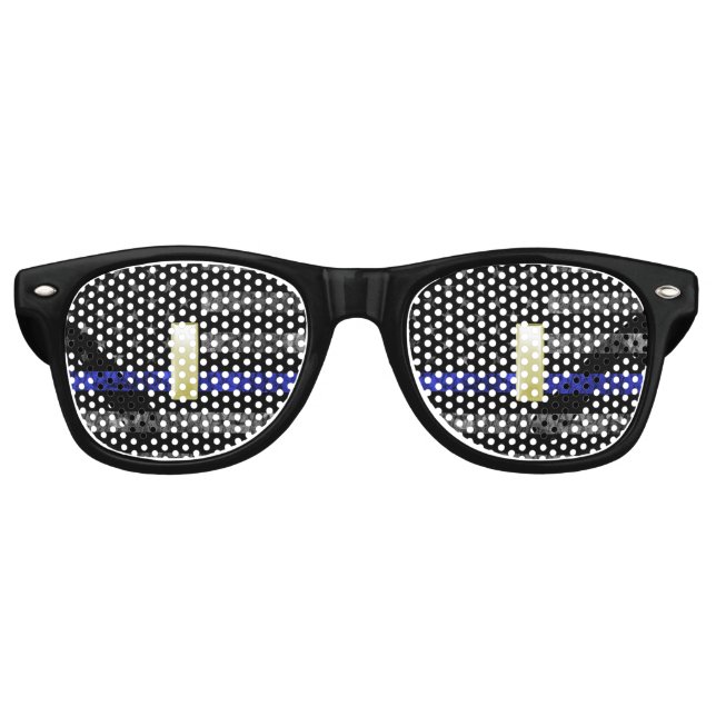 (Gold) Lieutenant Thin Blue Line Distressed Flag Retro Sunglasses (Front)