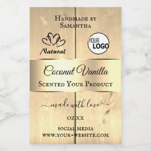 Gold Light Brown Wood Grain Product Labels Logo