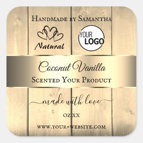 Gold Light Brown Wood Grain Product Labels Logo