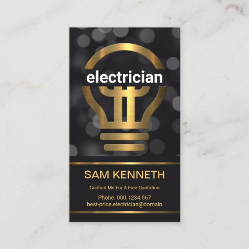Gold Light Bulb Lights Bokeh Electrical Contractor Business Card