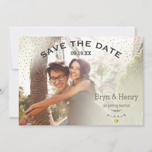 Gold Light Effects Typography Photo Save the Date Invitation