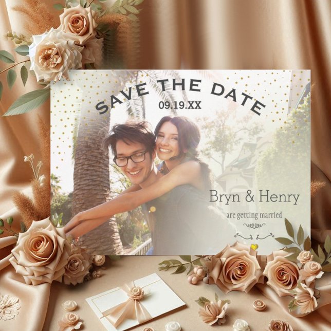 Gold Light Effects Typography Photo Save the Date Invitation (Creator Uploaded)
