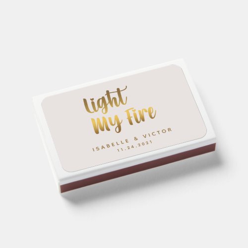 Gold Light My Fire Wedding Matchbox Matchboxes