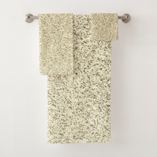 Gold light soft faux glitter sparkles bath towel set