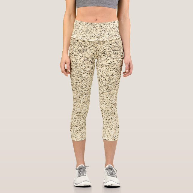 Gold light soft glitter sparkles capri leggings (Front)