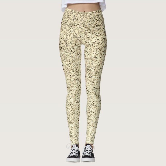 Gold light soft glitter sparkles leggings (Front)