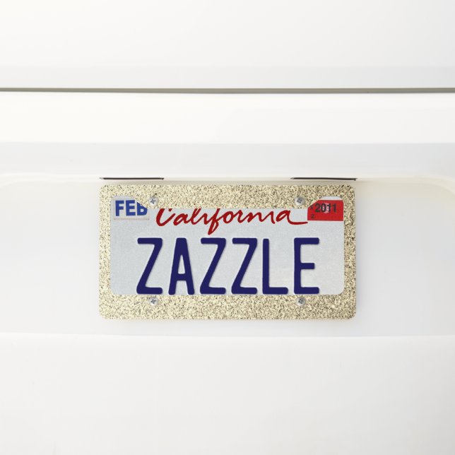 Gold light soft glitter sparkles license plate frame (On Car)