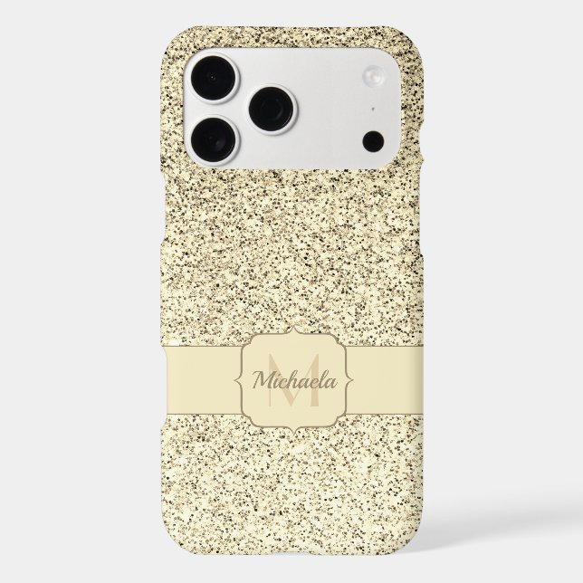 Gold light soft glitter sparkles Monogram iPhone Case (Back)