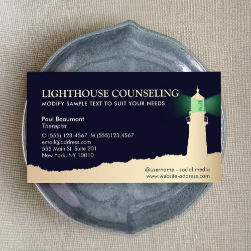 Gold Lighthouse Business Card