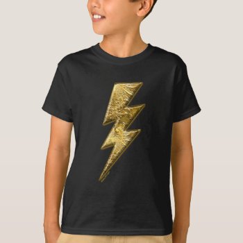 Gold Lightning Bolt Kids T-shirt by Method77 at Zazzle