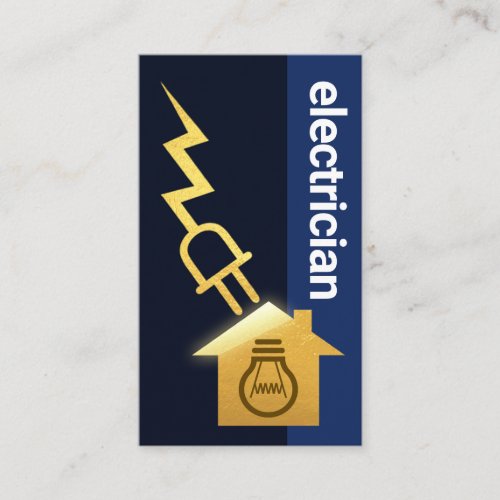Gold Lightning Plug Powers Home Business Card