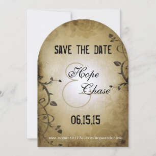 Gold Lights Burnt Black Funky Swirls Save the Date