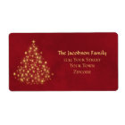 Gold Lights Christmas Tree on Red Return Address