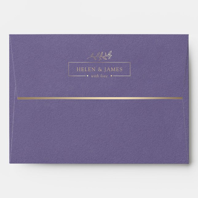 Gold & Lilac Texture Wedding Envelope (Back (Top Flap))