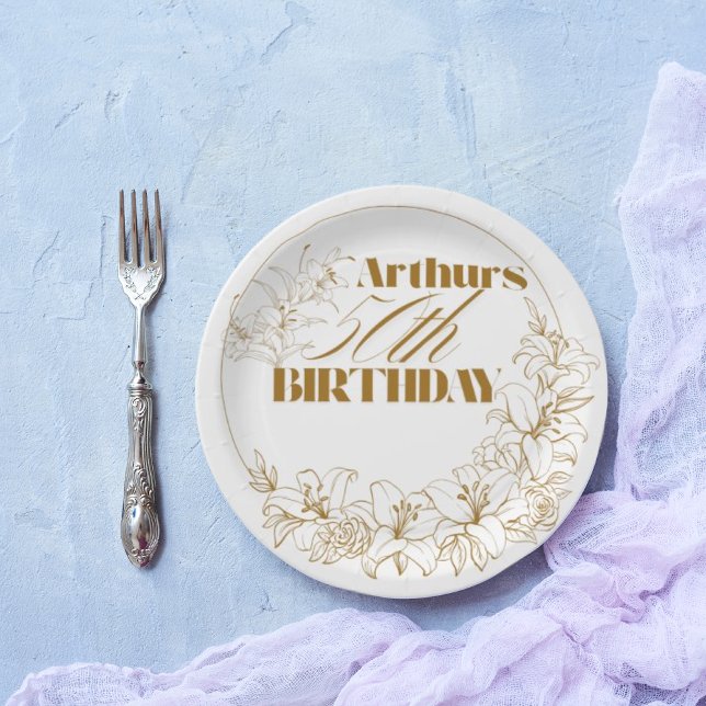 Gold Lily theme Adult Party  Paper Plates (Creator Uploaded)