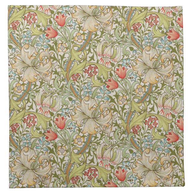 Gold Lily, William Morris, Arts and Crafts Cloth Napkin (Front)