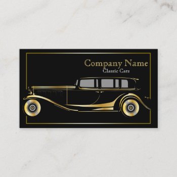 Gold Limo Classic Cars Business Card by EleganceUnlimited at Zazzle