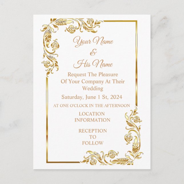 Gold Line Art Border Thunder_Cove  Postcard (Front)