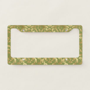 Gold Line Art Ginkgo Leaves Emerald Botanical License Plate Frame