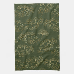 Gold Line Botanical Pattern Kitchen Towel